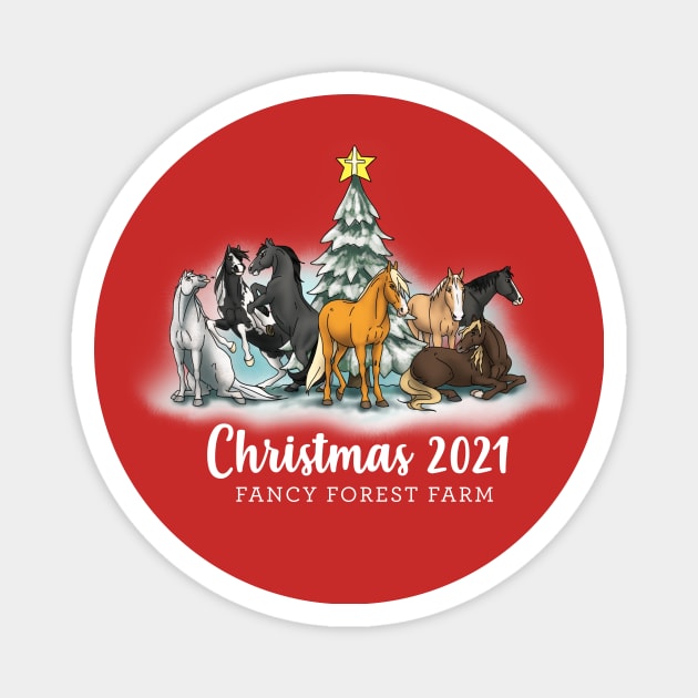 Fancy Forest Farm • Christmas 2021 • White Text Magnet by FalconArt